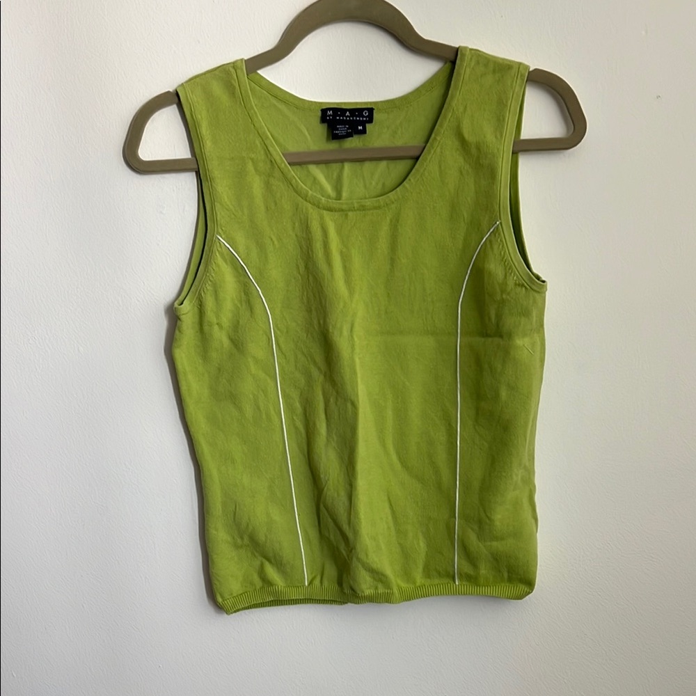 Magaschoni Green Fitted Sleeveless Tank Top